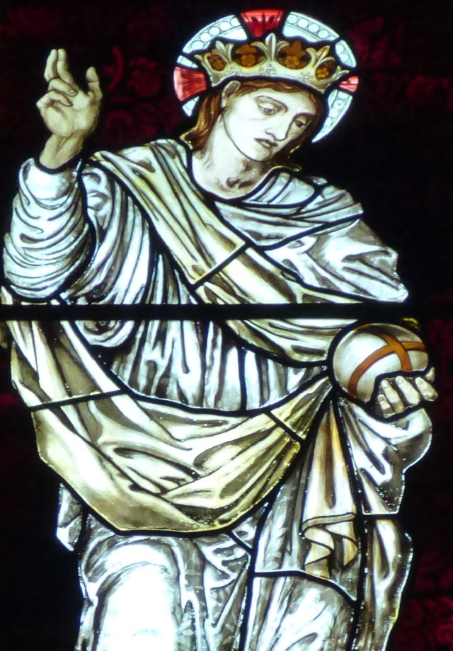 Salvator Mundi: stained glass by Edward Burne-Jones and William Morris.