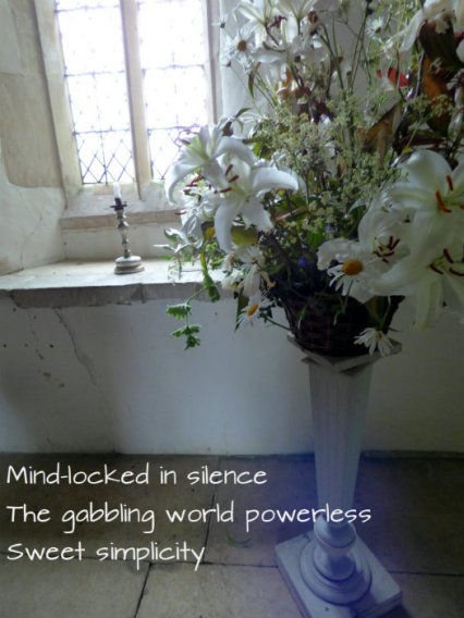 Mind-locked in silence The gabbling world powerless Sweet simplicity