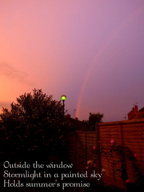 Outside the window Stormlight in a painted sky Holds summer's promise