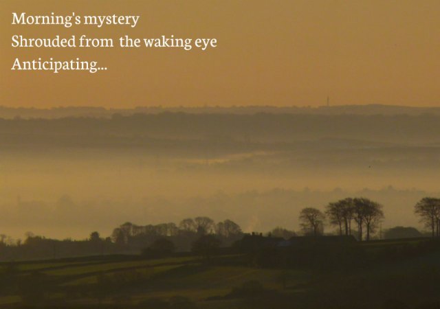 Morning's mystery Shrouded from  the waking eye Anticipating...