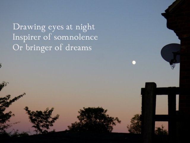 Drawing eyes at night Inspirer of somnolence Or bringer of dreams