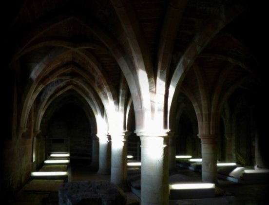 dark vaulted cloisters