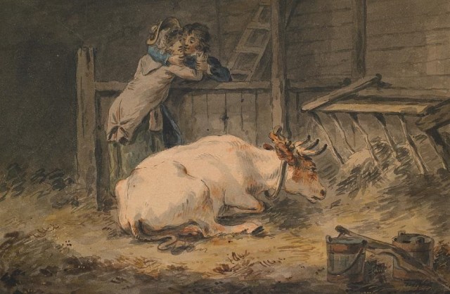 courtship-in-a-cowshed-julius-caesar-ibbetson