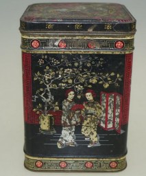 old japanese style tin tea caddy