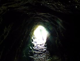 Man caught in the light at the end of the tunnel