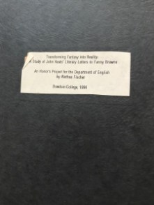 honor's thesis on John Keats and Fanny Brawne