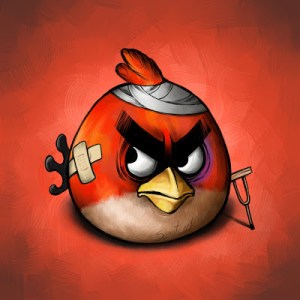 image of cartoon angry bird injured